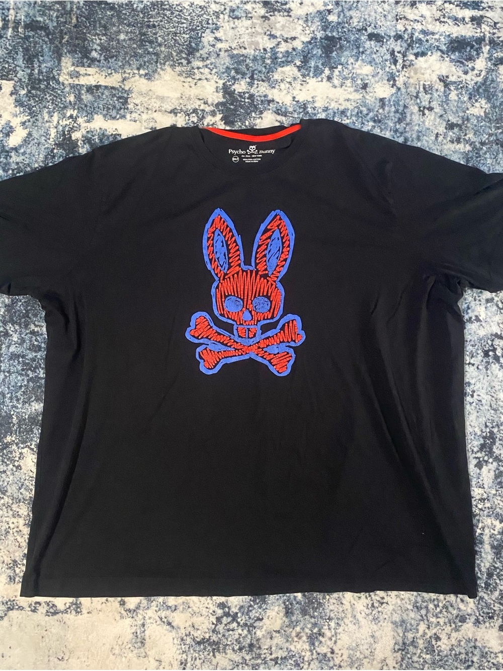 Psycho Bunny Wardell Graphic Tee Men’s 6XL Tall Skull Red Blue Streetwear